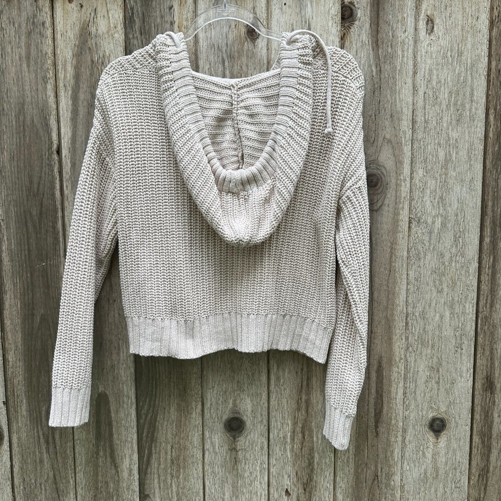 AERO Aeropostale Cropped Knit Crochet Long Sleeve Hoodie Medium - Picture 5 of 5